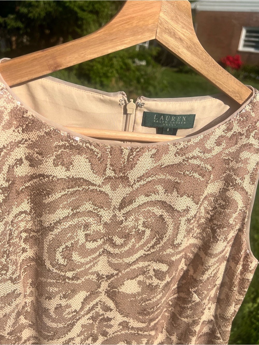 Ralph Lauren Champagne Damask Sheath Dress - Picture 2 of 4